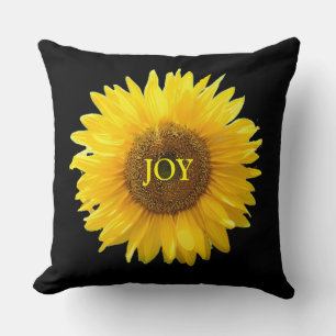 Coussin Tournesol jaune moderne en noir