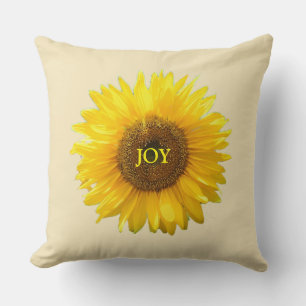 Coussin Tournesol jaune moderne sur beige champagne