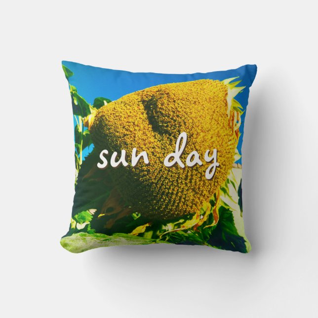 Coussin Tournesol Jaune Photo Jour Soleil Script Bold Simp (Recto)