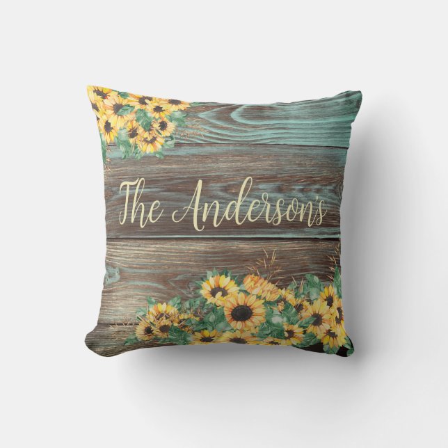 Coussin Tournesol Nom de famille Farmhouse Jeu d'oreiller (Recto)