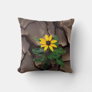 Coussin Tournesol poussant de boue fissurée