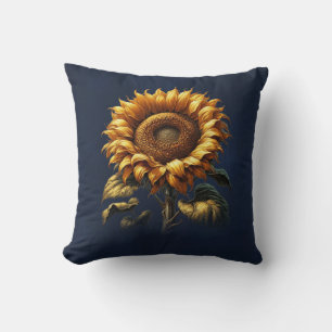 Coussin Tournesol rustique bleu