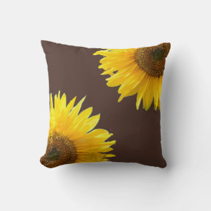 Coussin Tournesols élégants sur marron