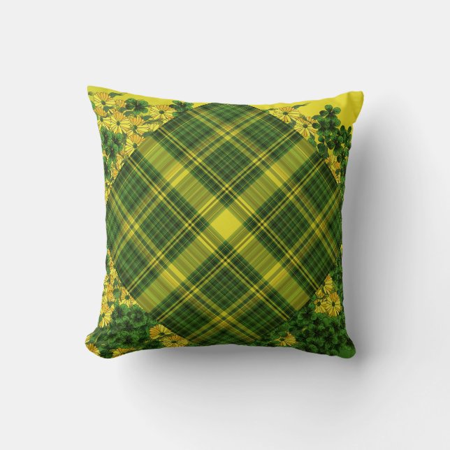 Coussin Tournesols en or/Patchwork plaid (Recto)