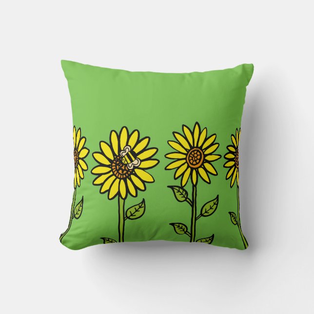 Coussin Tournesols et Bourdon (Recto)