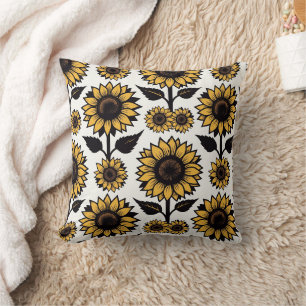 Coussin Tournesols graphiques gras en jaune et noir