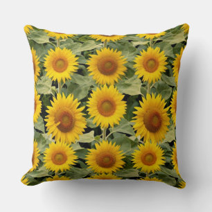 Coussin Tournesols Vibrants de l'Été en Motif Sans Couture