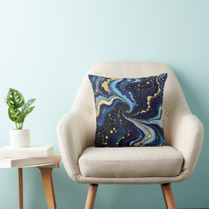 Coussin Tournoyants bleus et dorés 3