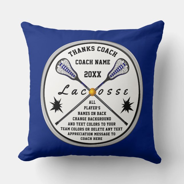Coussin Tous les noms des joueurs Lacrosse Coach donne vot (Recto)