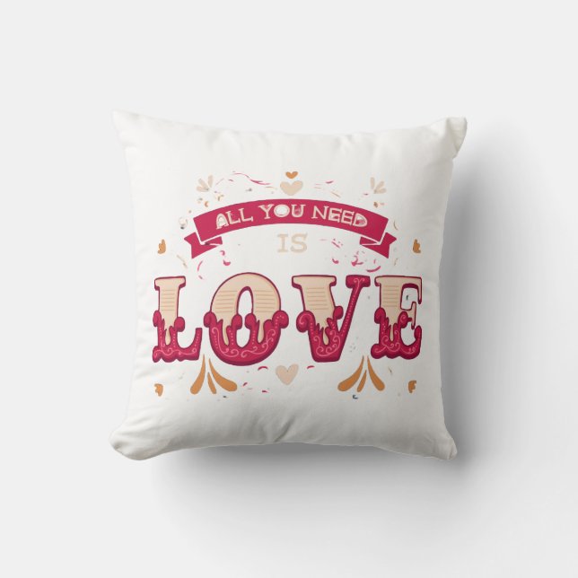 Coussin Tout Ce Dont Vous Avez Besoin Est Amoureux Retro D (Recto)