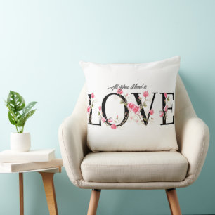Coussin Tout ce dont vous avez besoin est l'amour Alphabet