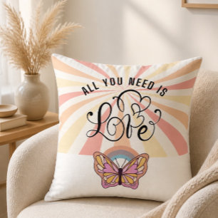 Coussin Tout ce dont vous avez besoin est l'amour Papillon