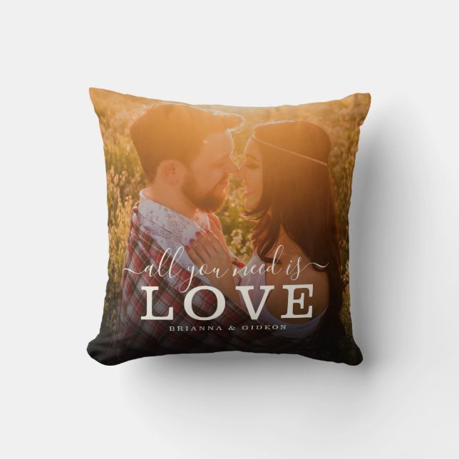 Coussin Tout ce dont vous avez besoin est Love Couple Phot (Recto)