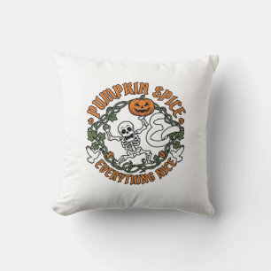 Coussin Tout Citrouille Épice Nice Halloween Squelette V