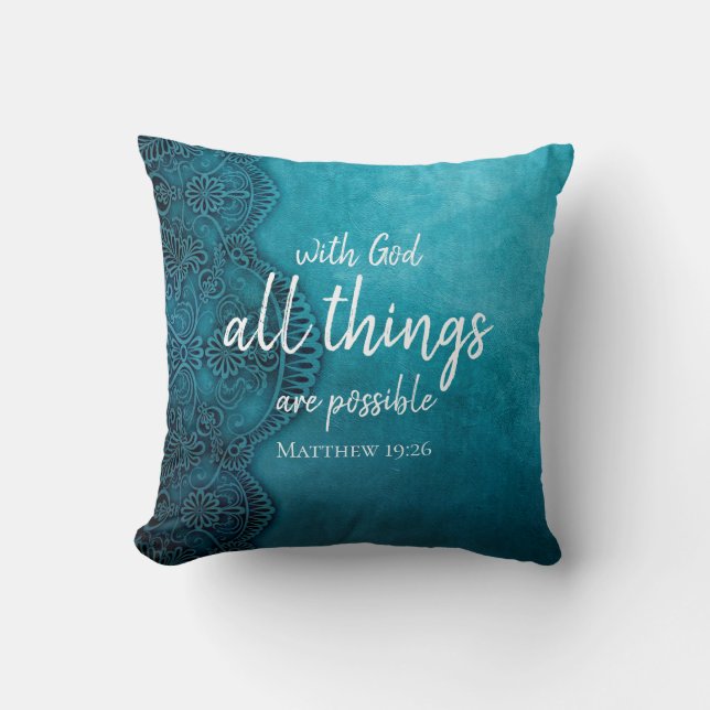 Coussin Tout est possible Bible Verse Christian Thro (Recto)