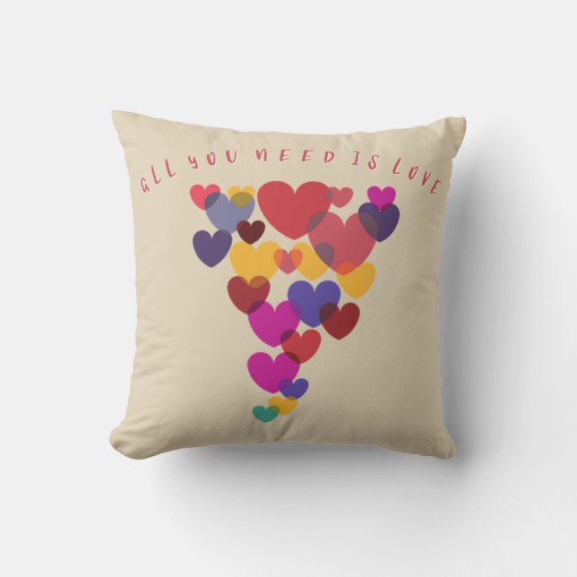 Coussin Tout que vous avez besoin est les coeurs de (Recto)
