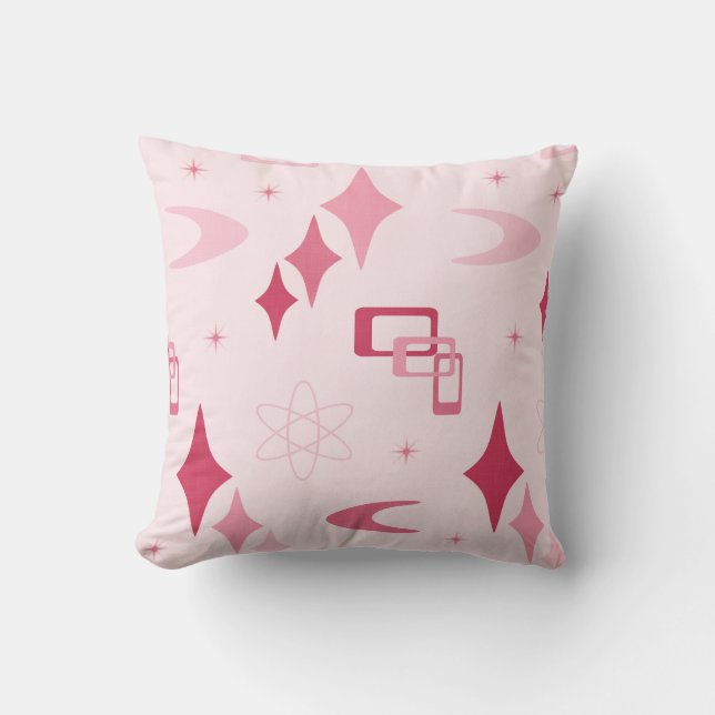 Coussin Tout rose Moyen Siècle moderne Atomique, Boomerang (Recto)