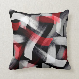 Coussin Traçages gris rouges