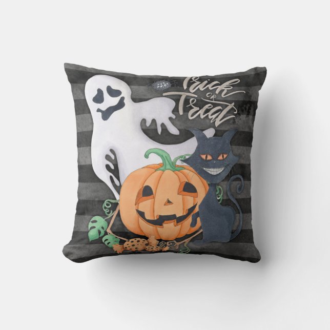 Coussin Tracer ou traiter le fantôme sculpté citrouille no (Recto)