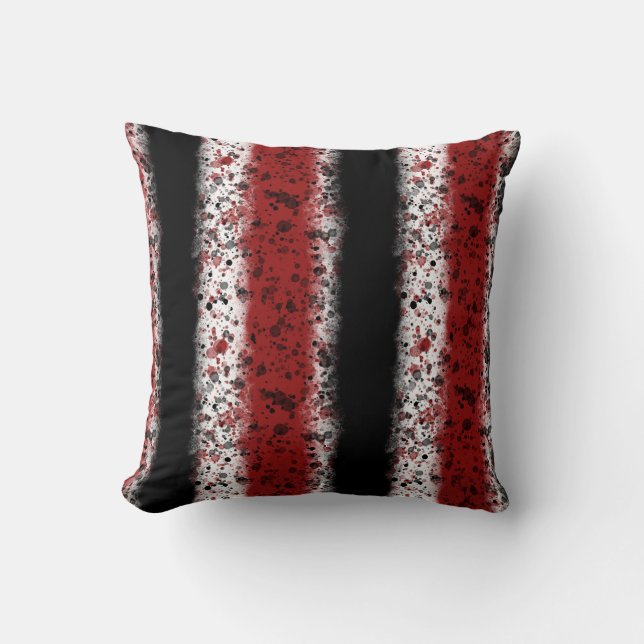 Coussin Traces peintes Messy, Rouge, Noir et Blanc (Recto)