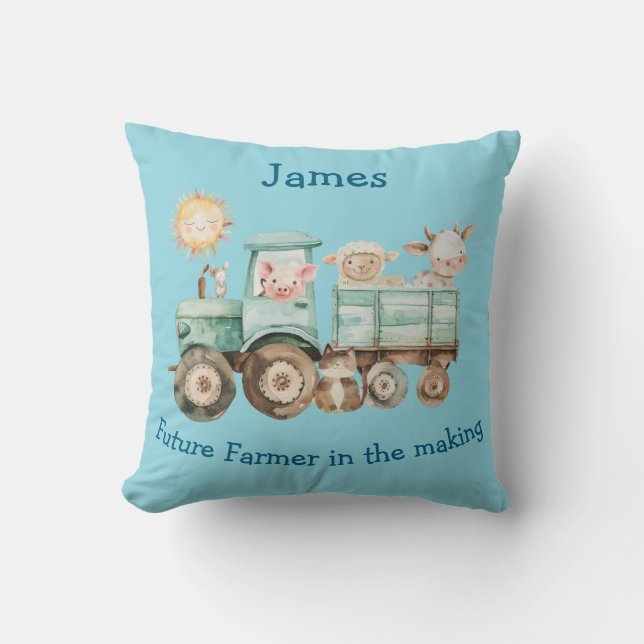 Coussin tracteur adorable avec animal de ferme (Recto)