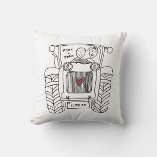 Coussin Tracteur personnalisé Pays ferme Mariage Cushion