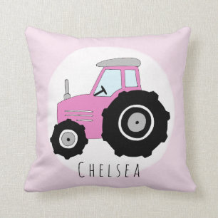 Coussin Tracteur rose Doodle pour bébé avec pépinière