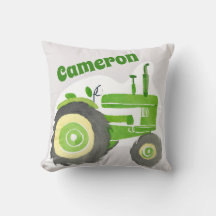 Coussin tracteur vert personnalisé - Cadeau garçon