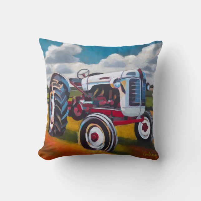 Coussin Tractor Painting - Gift for Tractor Enthusiasts (Recto)