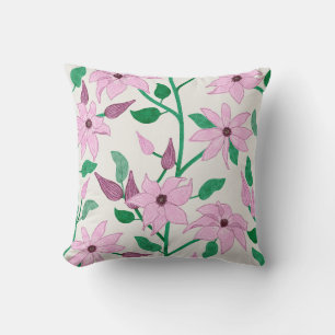 Coussin Trail Pink Clematis Aquarelle Motif Floral