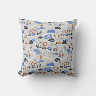 Coussin Train à vapeur avec animaux sur les pistes Baby