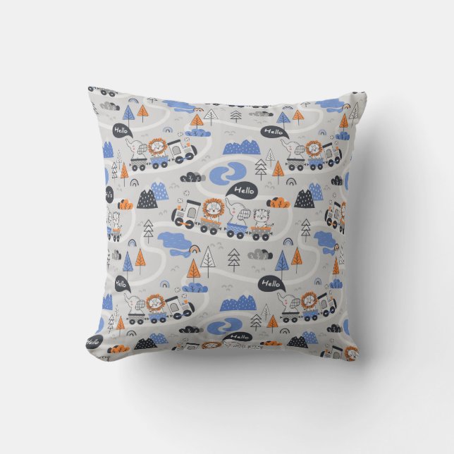 Coussin Train à vapeur avec animaux sur les pistes Baby (Recto)