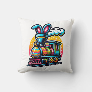 Coussin Train de Lapin Chemin de Fer Œuf de Pâques Enfants
