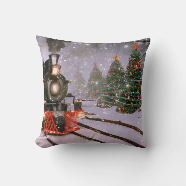 Coussin Train forestier de Noël (Recto)