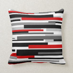 Coussin Traits horizontaux noirs et blancs avec l'accent