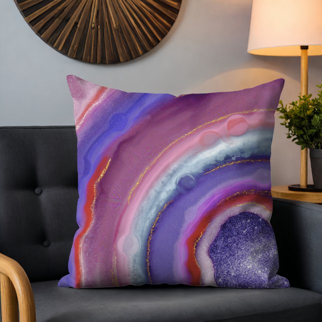 Coussin Tranche d'agate de géode violette (Créateur téléchargé)