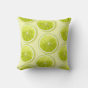 Coussin Tranches de chaux sur Jaune clair