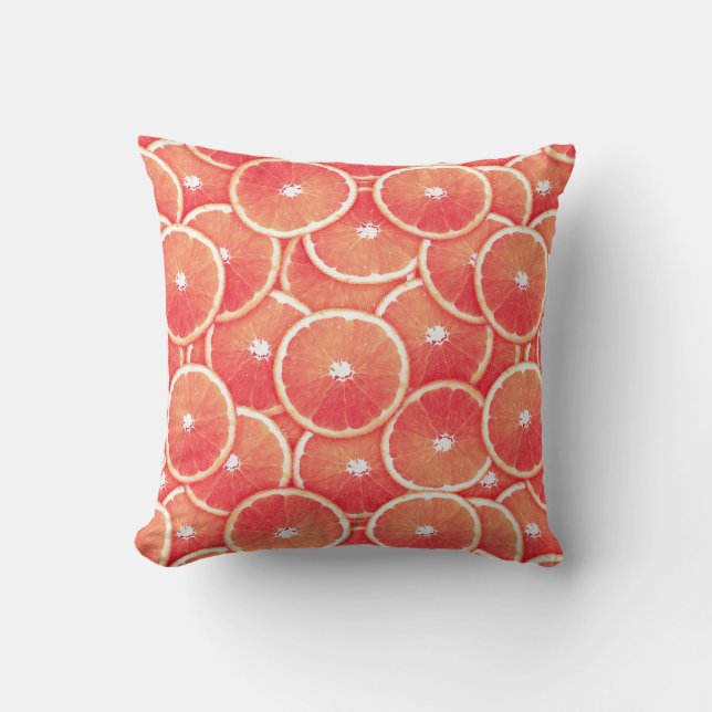 Coussin Tranches de pamplemousse rose (Recto)