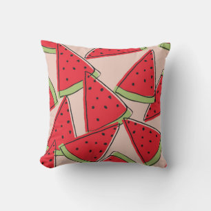 Coussin tranches de pastèque avec arrière - plan rose sans
