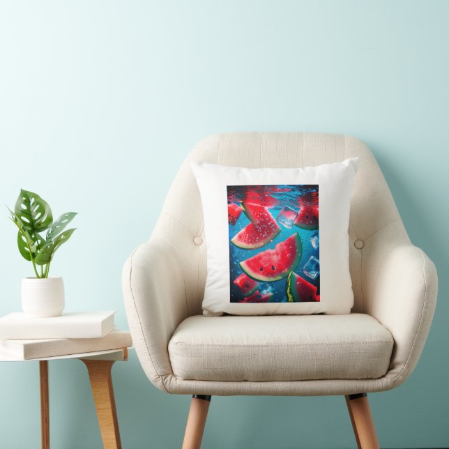 Coussin Tranches de pastèque vibrantes sous l'eau - Rafraî (Chaise)