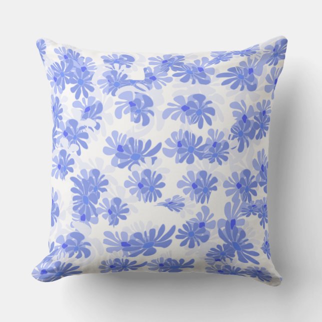 Coussin Tranquil Touch: Blue Patterned Throw Pillow (Recto)