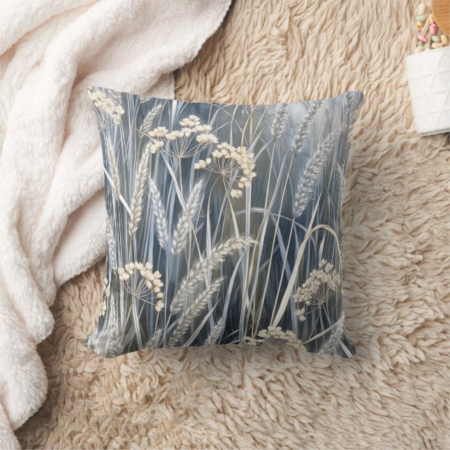 Coussin Tranquil Wheat Wildflower Impressionist Design (Couverture)