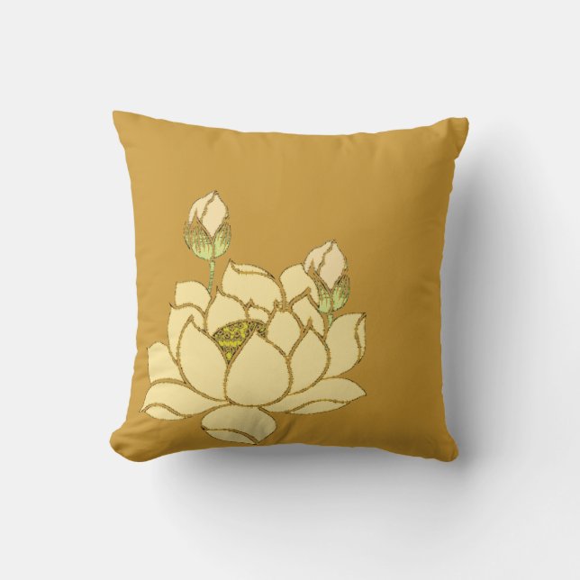 Coussin Tranquillité dorée : Lotus Jaune (Recto)