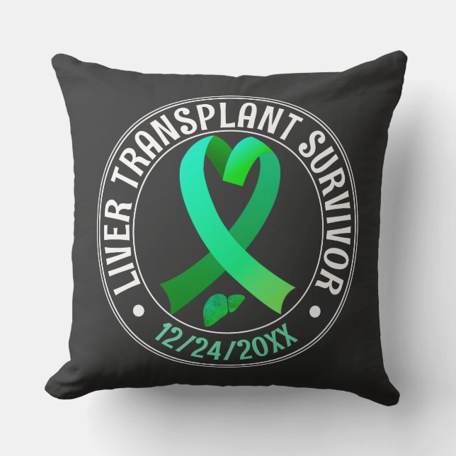 Coussin Transplant de foie Survivant Ribbon vert personnal (Recto)