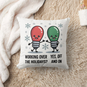Coussin Travail pendant les vacances de Noël Blague drôle 