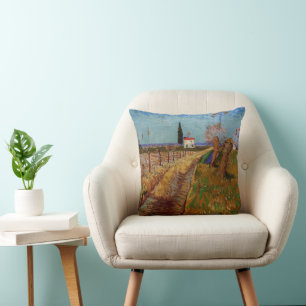 Coussin Traversée d'un champ, Willows par Vincent van Gogh