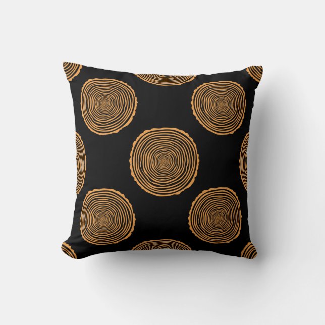 Coussin Tree Rings Seamless Pattern. Saw cut tree trunk ba (Recto)