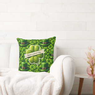 Coussin Trèfle à quatre feuilles Saint Patrick jour de fêt