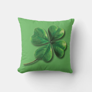 Coussin Trèfle irlandais vert moderne