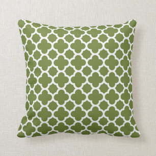 Coussin Trèfle marocain Quatrefoil dans le blanc de vert